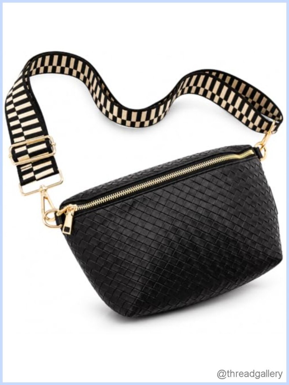Woven Crossbody Bag for Women Vegan Leather Large Sling Handbag